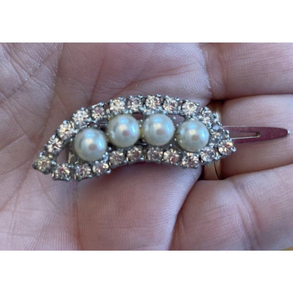 Silver Pearl Rhinestone Bridal Hair Clip Wedding‎ Prom Flower Girl